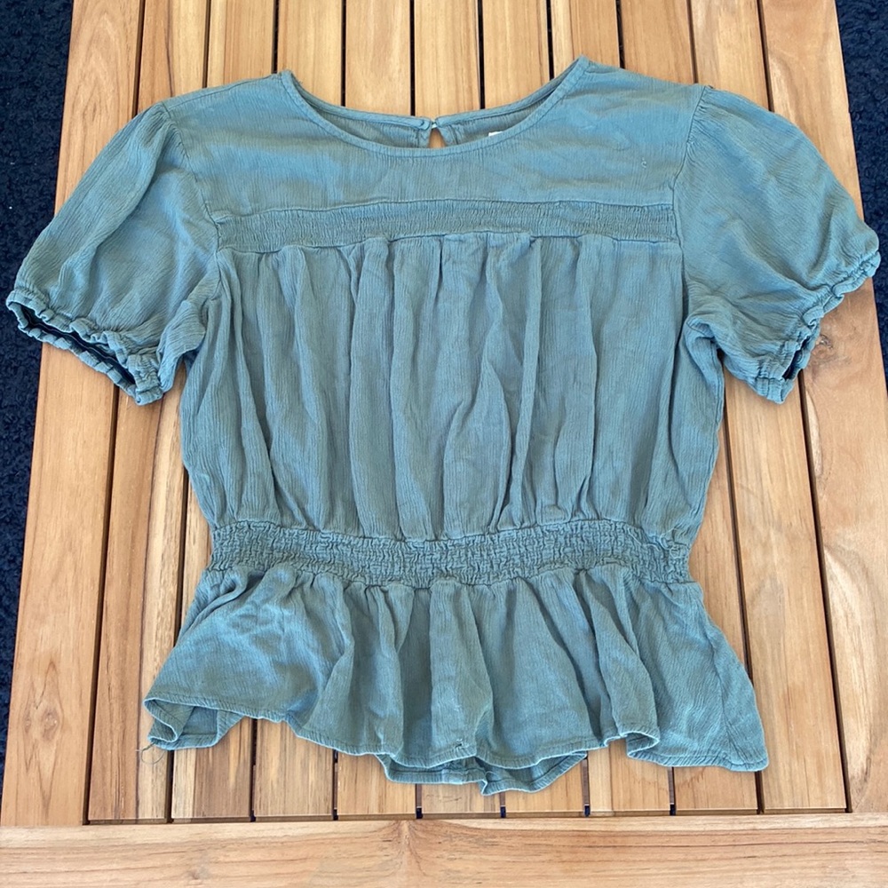 Blue Rain Sage Green Blouse
